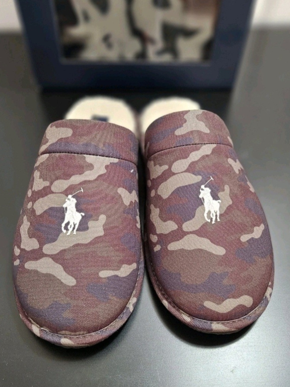 NIB Men's Polo Ralph Lauren Klarence Camo Mule Scuff Slippers Size 10M
